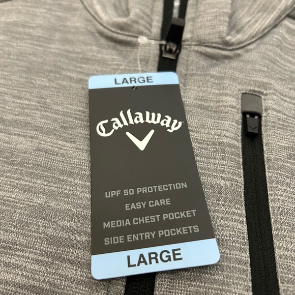 Callaway 1/4 Zip Lightweight Pullover Large Grey Quiet Shade HTR UPF 50 Golf NEW - Picture 7 of 11